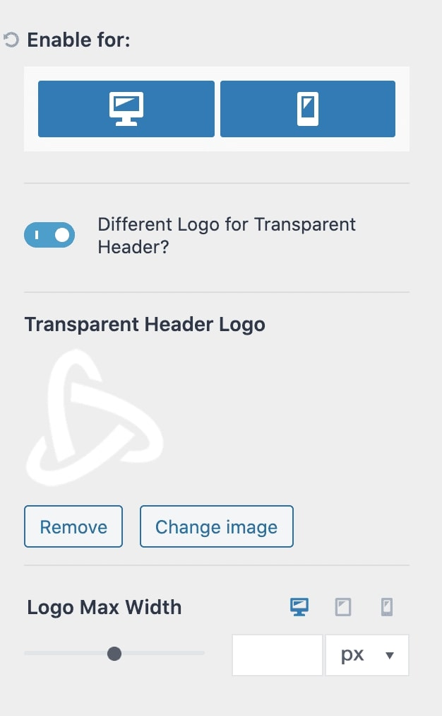 Transparente ustawienia logo w nagłówku - Kadence Theme