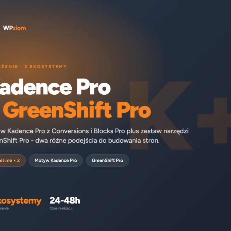 Wdrożenie GreenShift Pro + Kadence Pro