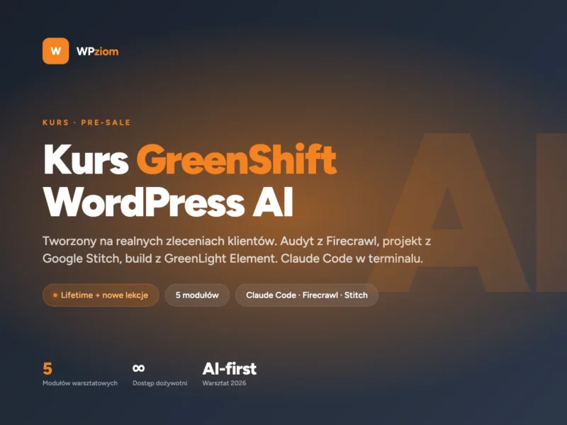 Kurs GreenShift WordPress AI - dostęp dożywotni