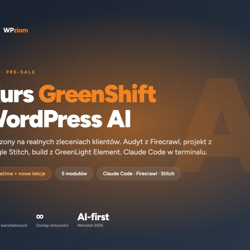 Kurs GreenShift WordPress AI - dostęp dożywotni
